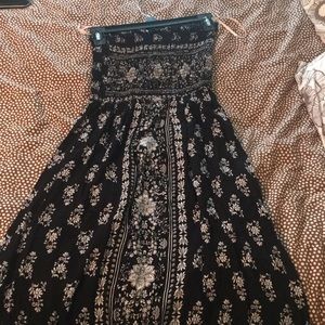 Black and White Smocked, Strapless Maxi Dress!